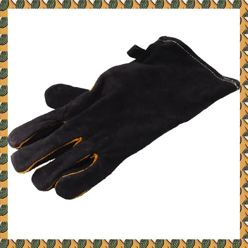 

A77I 6X чрезвычайно жаро-огнестойкие кожаные перчатки с вышивкой, подходят для камина, черные 14 дюймов