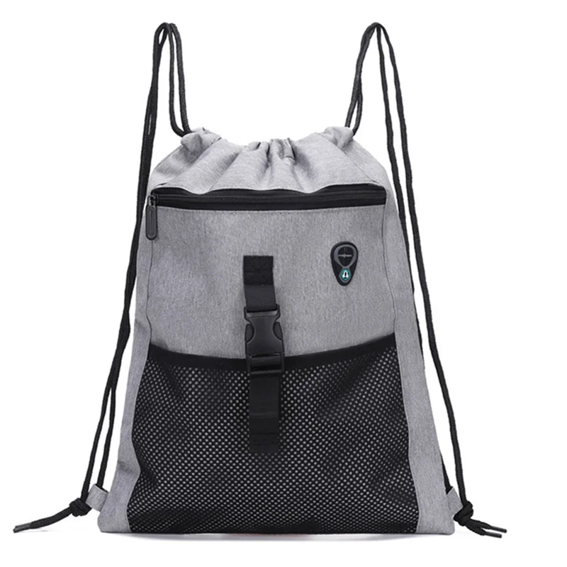 Drawstring Gym Bag com bolsos, saco esportivo, mochila unisex Handle Drawstring, sacos leves de viagem para homens e mulheres