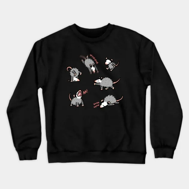 

Autumn and Winter Style Goofy Possum Sweatshirt, "Playful Possum Poses" Graphic for A Trendy Look