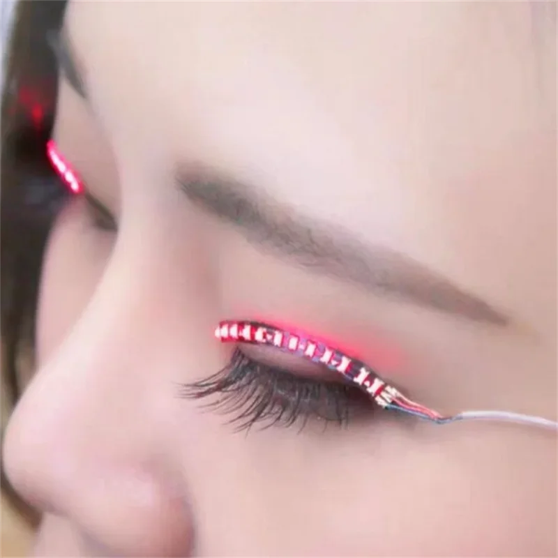 1 par de pestañas postizas LED, pestañas de maquillaje, impermeables, brillantes, encantadoras, encantadoras, fiestas, club, bar, Halloween, Navidad, Año Nuevo