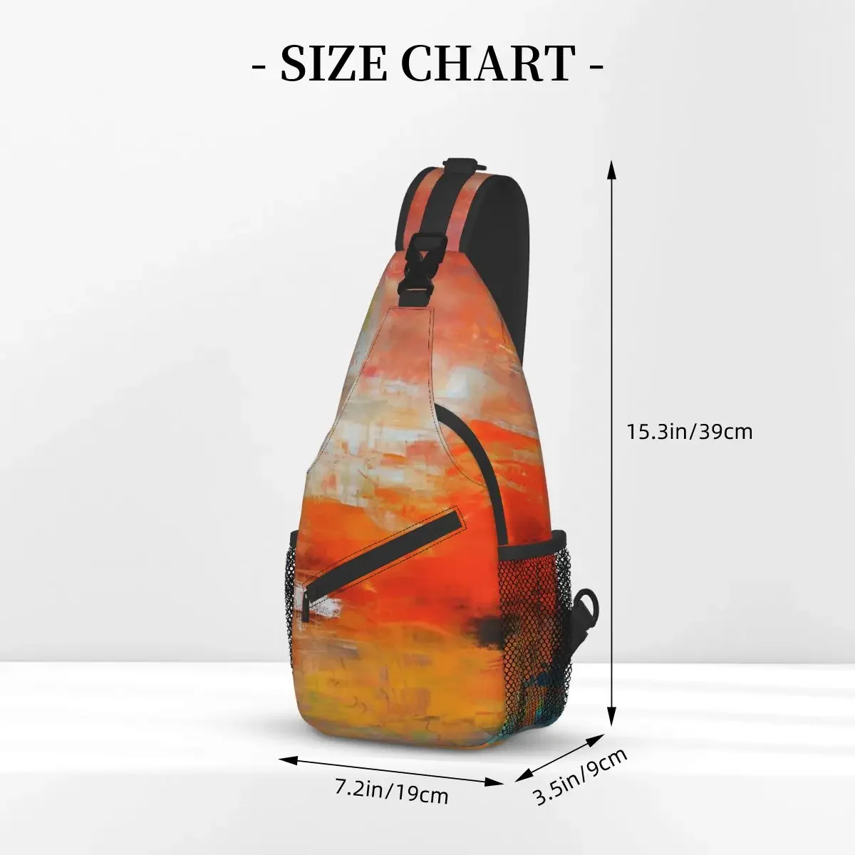 Abstrato pintura acrílica crossbody saco esportes vermelho pôr do sol paisagem saco de peito unisex mulher homem moda mochilas ombro viagem