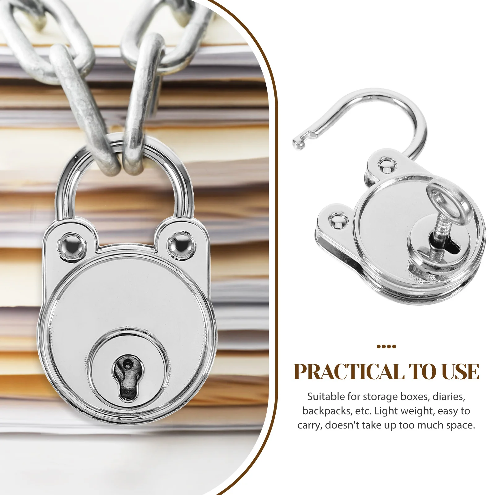 

Small Bear Padlock Zinc Alloy Decorative Lock for DIY Diary Cute Metal Lock Portable Gift for Her Small Locks with Key