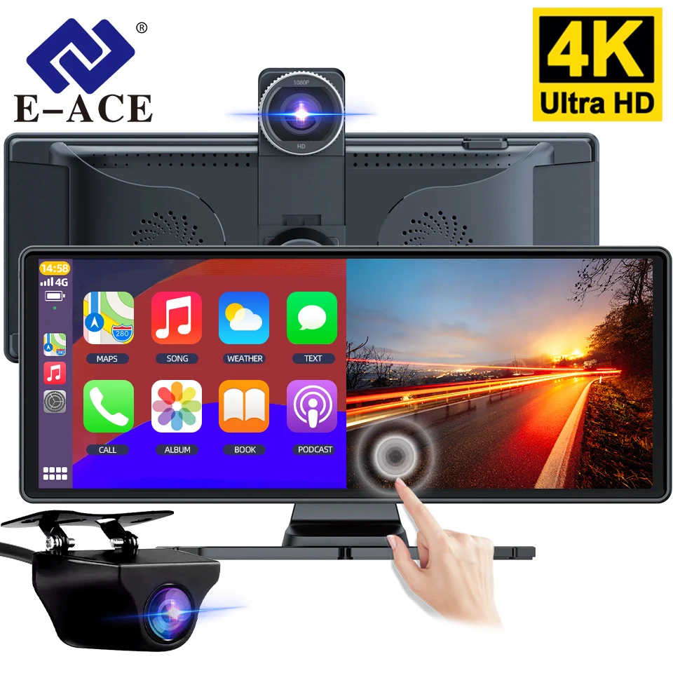 

E-ACE 10.26 inch 4K touch screen CarDvr Android car radio multimedia video player rearview mirror digital video recorder