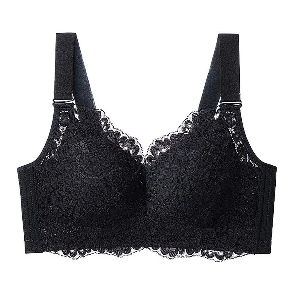 

Plus Size Lace Seamless Bra Close-fitting Comfortable Lace Women's Underwear Big Bra Lingerie Wireless Deep V Bra Daily