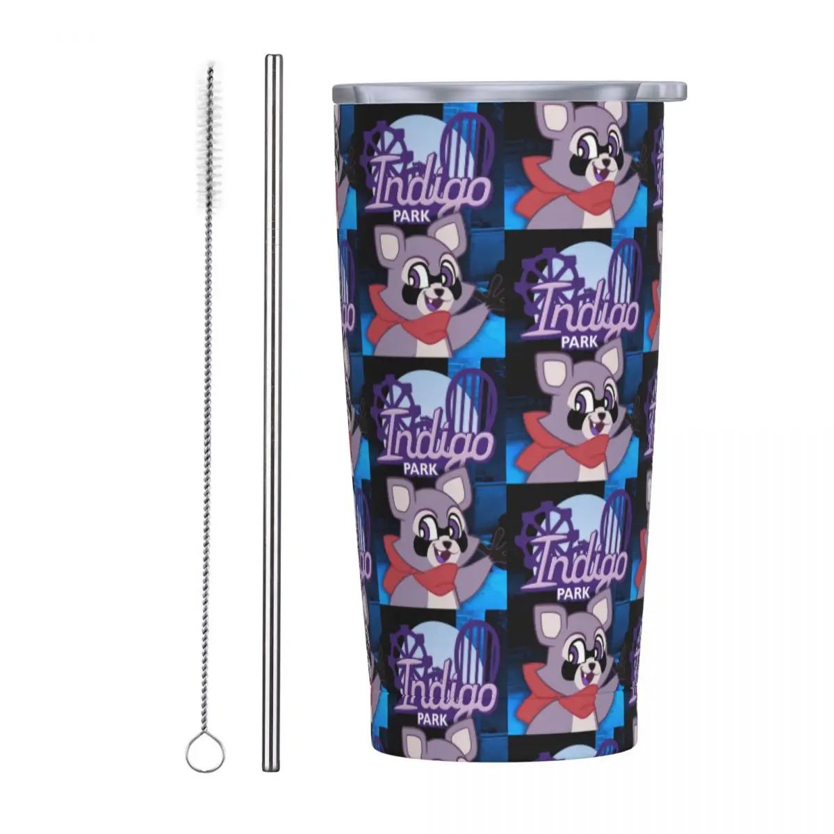 Rambley Indigo Park Stainless Steel Tumbler Vacuum Insulated Mug Thermal Cold Cups Straws With Lid 20oz