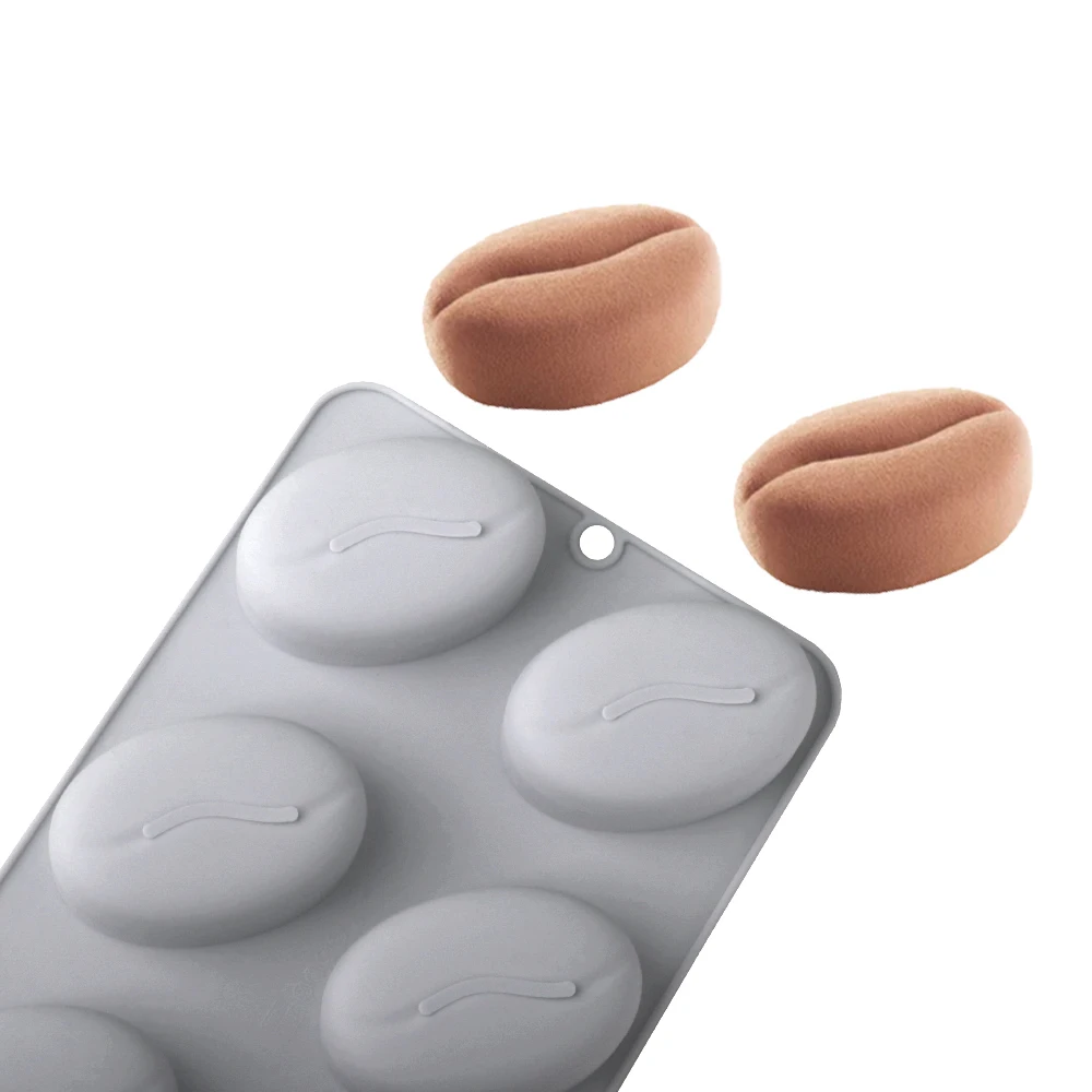 Kaffeebohnen-Silikonform mit 6 Mulden, Mousseform, Kaffeebohnen-förmige Dessertform im französischen Stil, westliche Backform – Detail 5