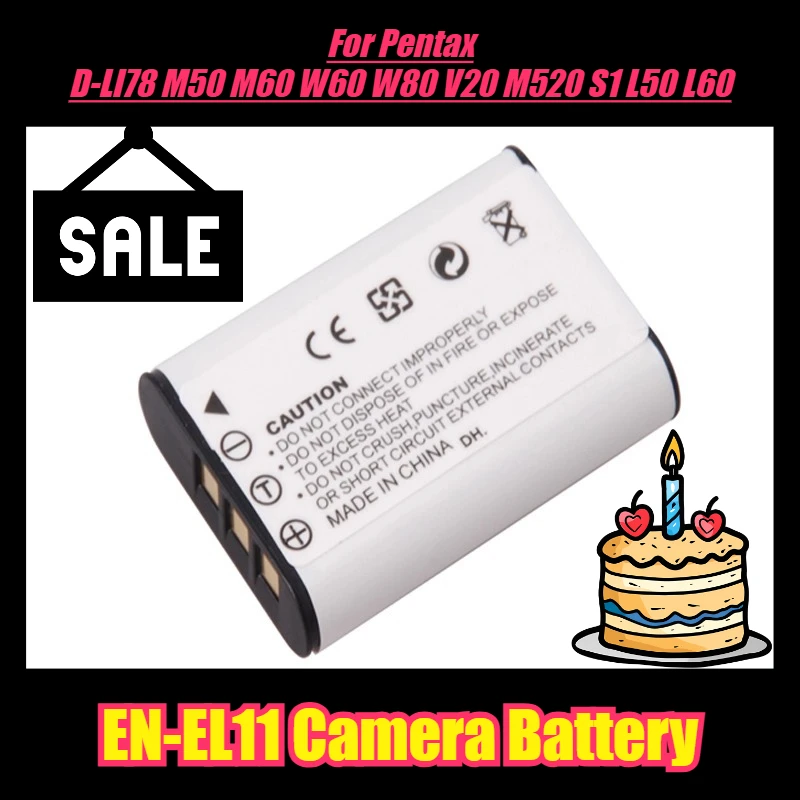 

EN-EL11 Аккумулятор для камеры 3,7 В 680 мАч для Pentax D-LI78 M50 M60 W60 W80 V20 M520 S1 L50 L60