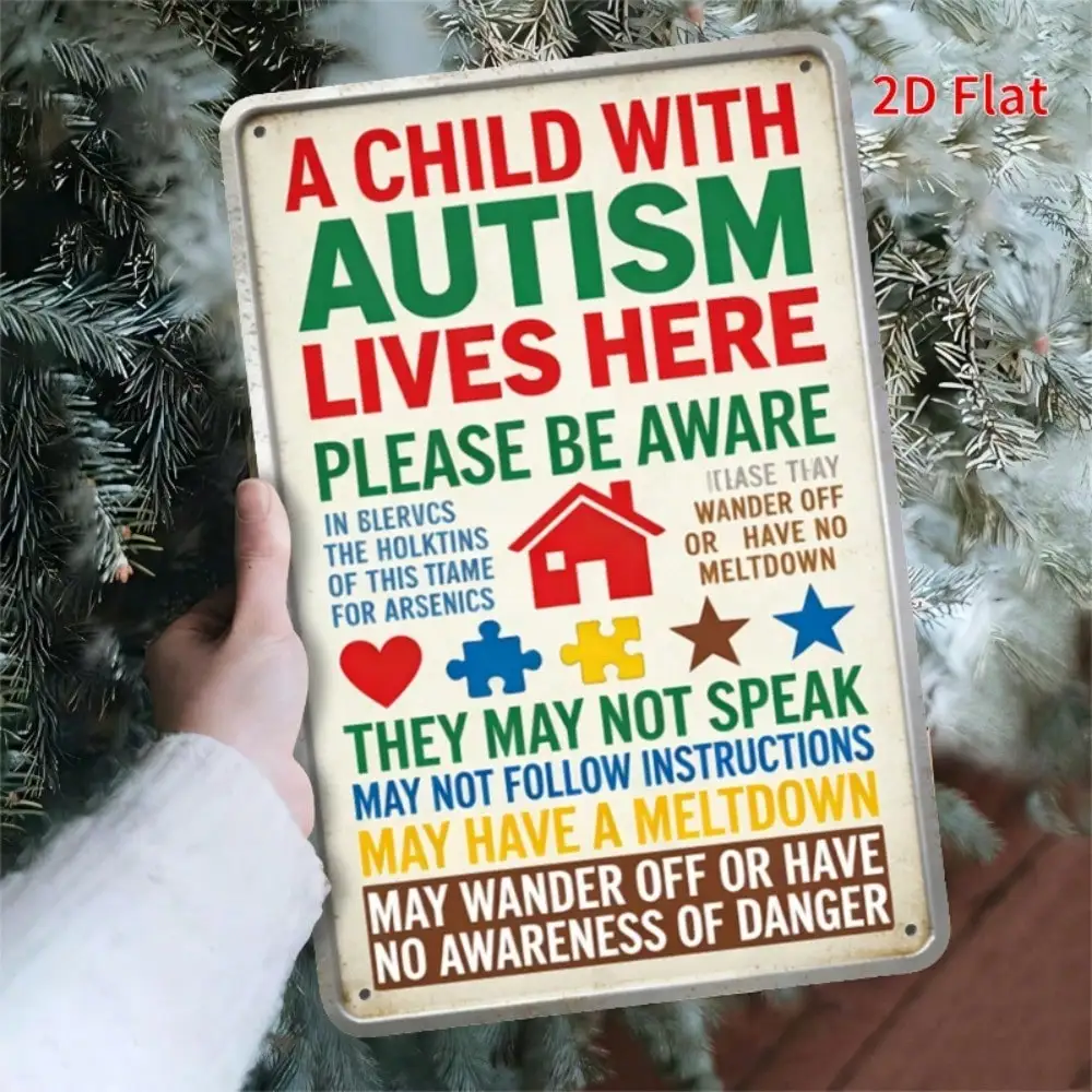 [Brand] Autism Awareness Metal Sign, 2D Wall Art for Home & Office, Weatherproof Indoor Outdoor Decor