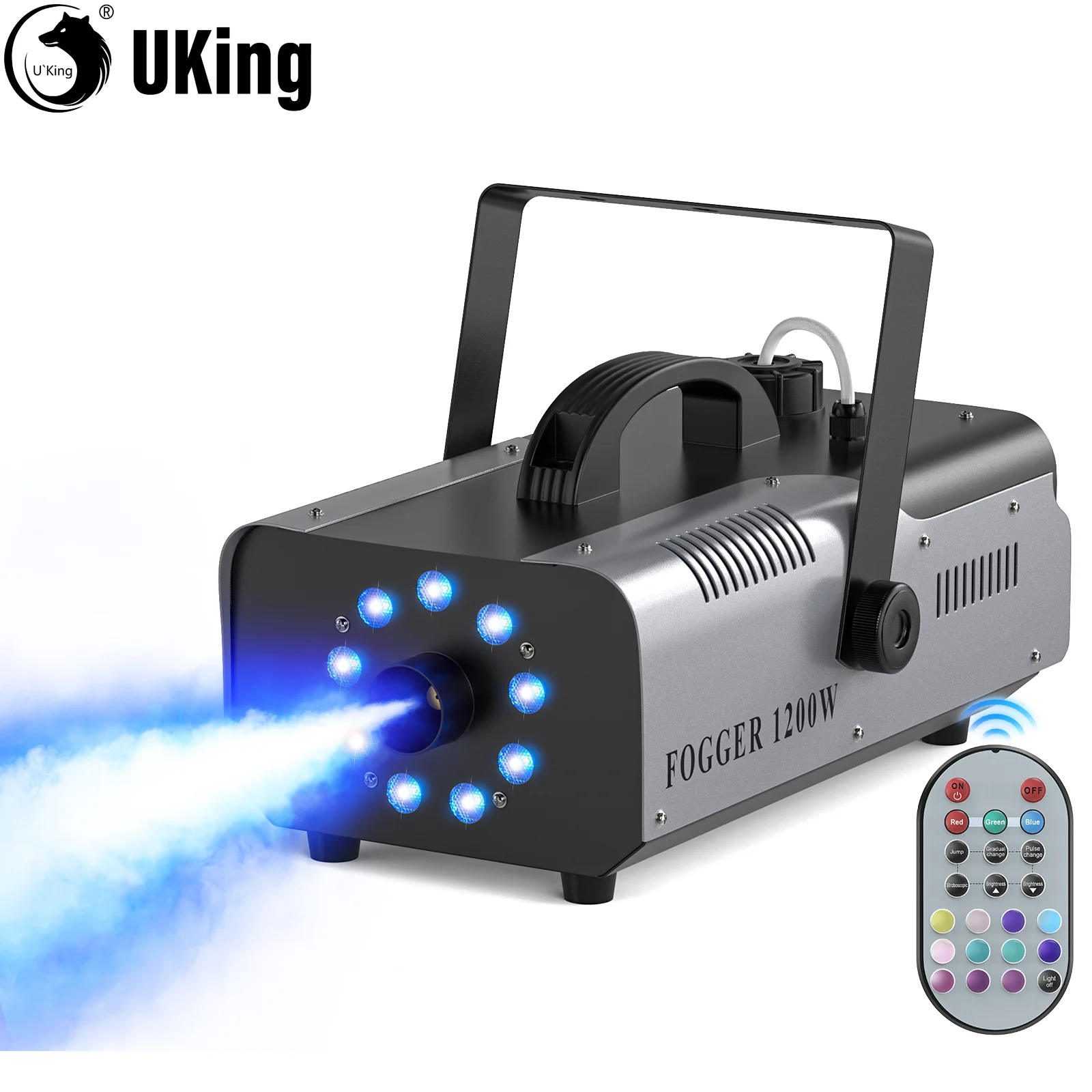 uking upgrade smoke machine 1200w rgb 3in leds maquina colorida de nevoa spray equipamento de palco para festa de casamento banquete pcs 01