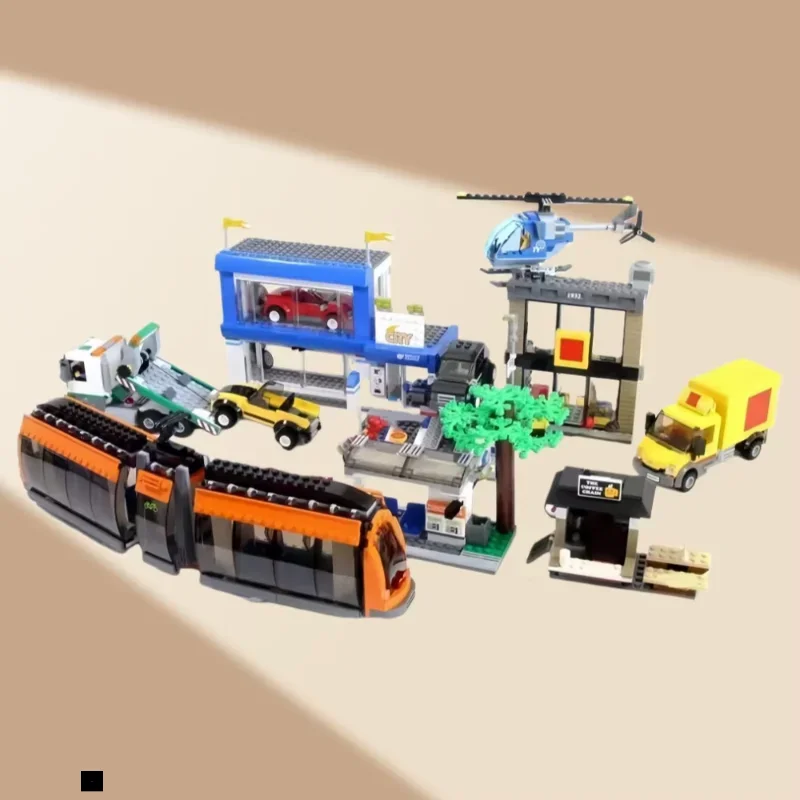 

NEW 1683PCS Assembly Building Blocks Center Square 60097 DIY Toy Airplane Remote Control Train Bus Station Kids Birthday Gifts