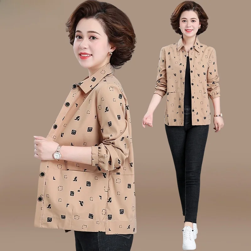 

Тонкая демисезонная верхняя одежда для женщин среднего возраста: модная повседневная куртка с открытым воротником, однотонная