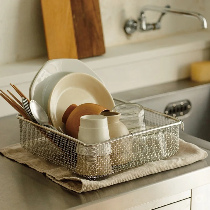 

304 Stainless Steel Drain Basket Large Capacity Sink Colander for Dishwashing Vegetable Washing Basket Kitchen Utensil Organizer