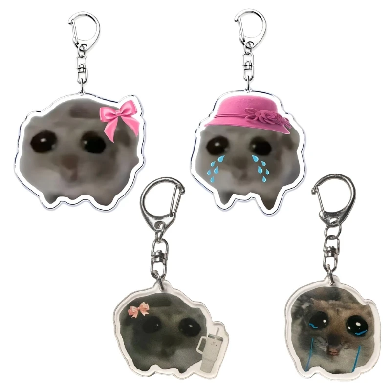 634C 4 Pack Cartoon Hamster Acrylic Keychain Fashion Bag Charm Stylish Bag Pendant