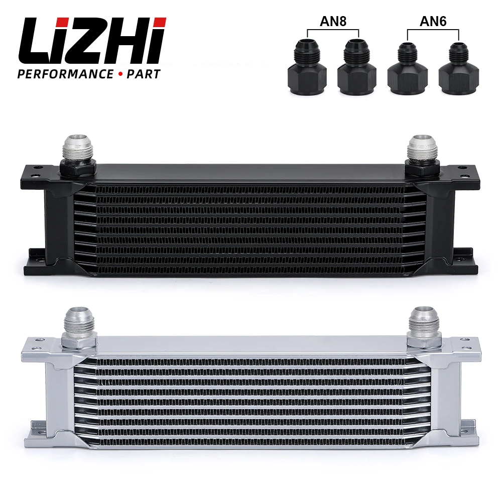 LIZHI - مبرد زيت AN10 لنقل المحرك العالمي من الألومنيوم 10 صفوف مع 10 أنثى إلى AN6 AN8 ذكر محول مناسب LZ7010