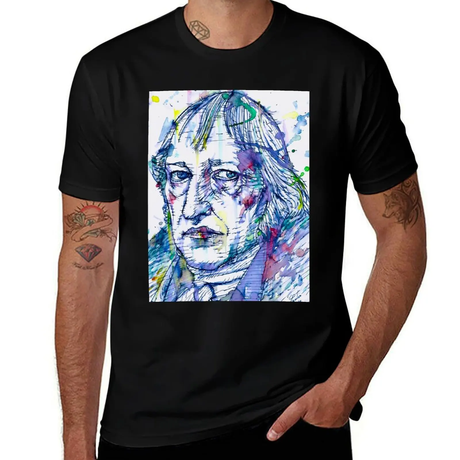HEGEL watercolor and ink portrait T-Shirt UV Protection Outdoor Tee Shirt T-Shirt