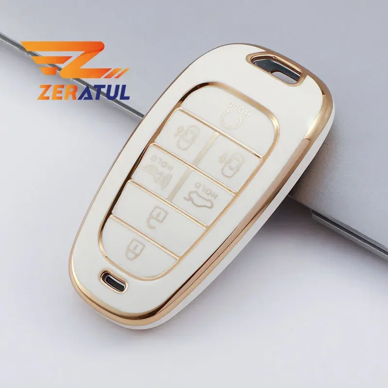 7 Buttons Soft TPU Car Key Cover Case Shell Fob For Hyundai Sonata Nexo DN8 Santa Fe TM Tucson NX4 Staria Ioniq 2020 2021