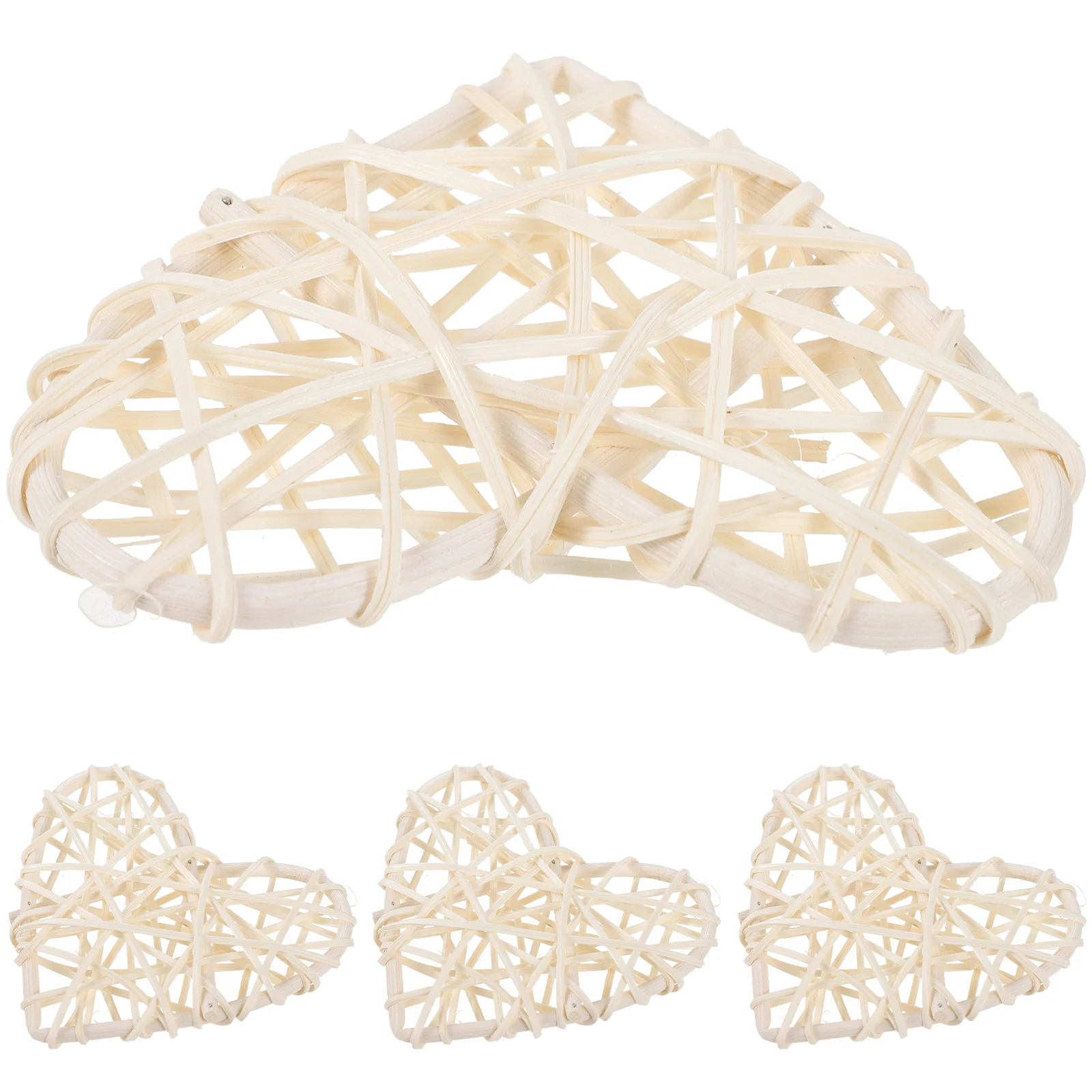 4 Pcs Wedding Decor Rattan Lampshade Heart Shaped Ball Decorations DIY Craft Hearts White Weaving Decorative Accessory Woven