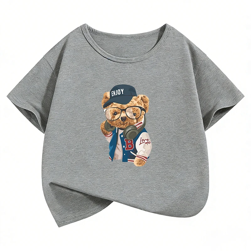 Fashion Bear Streetwear  T-Shirt Printed T Shirt Girls' Summer Clothes Short Sleeve Tops T-Shirts Cute Boys Kids Clothing