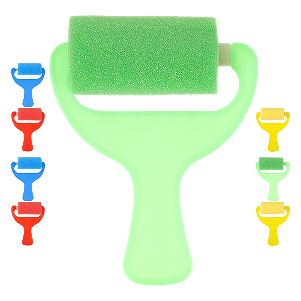 Juego de 8 Uds de pinceles de pintura de esponja para niños, herramientas de rodillo de pintura coloridas para niños, suministros de arte para manualidades de dibujo DIY