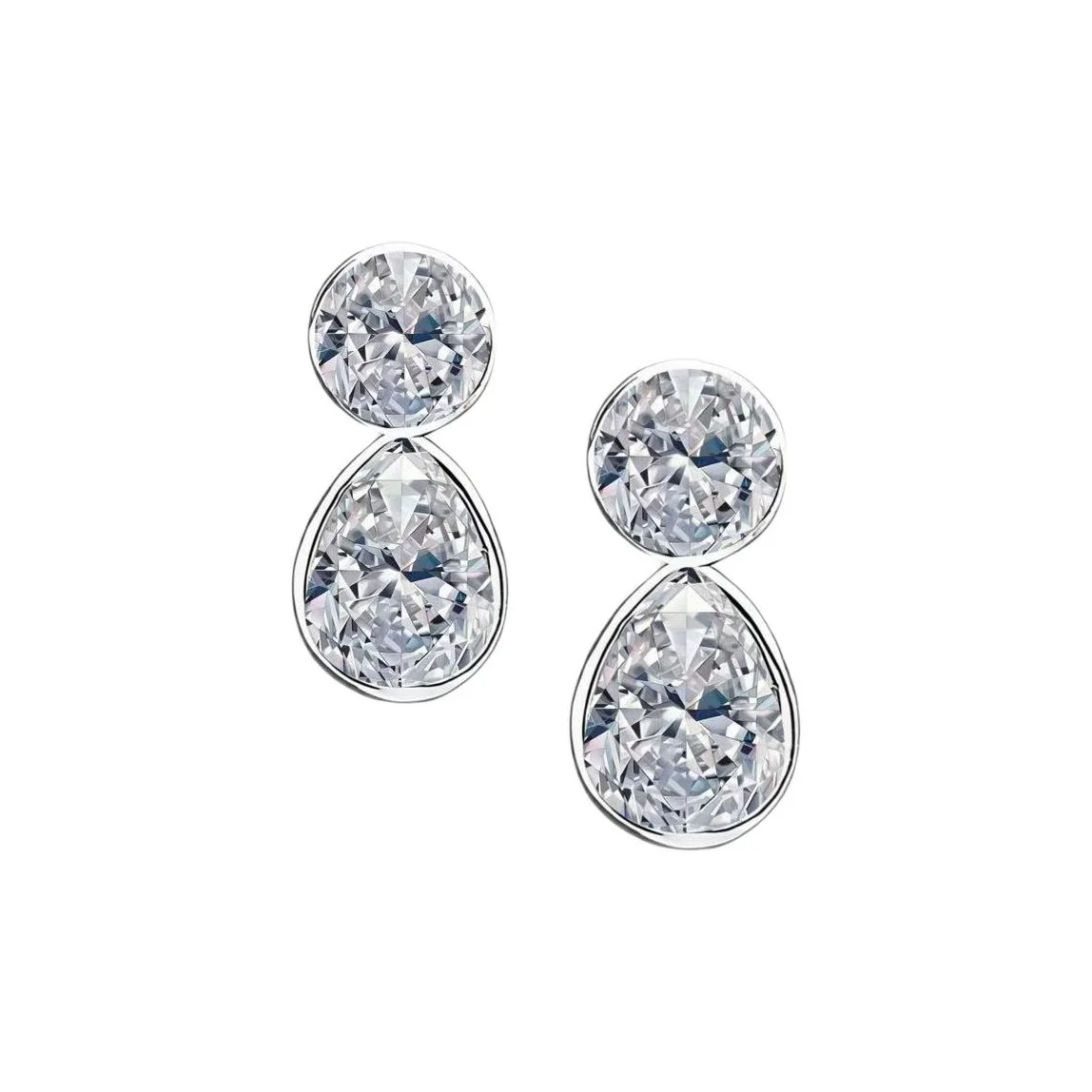 Brincos de cristal, vidro e metal com design original Givenchy unissex prata 07G00814