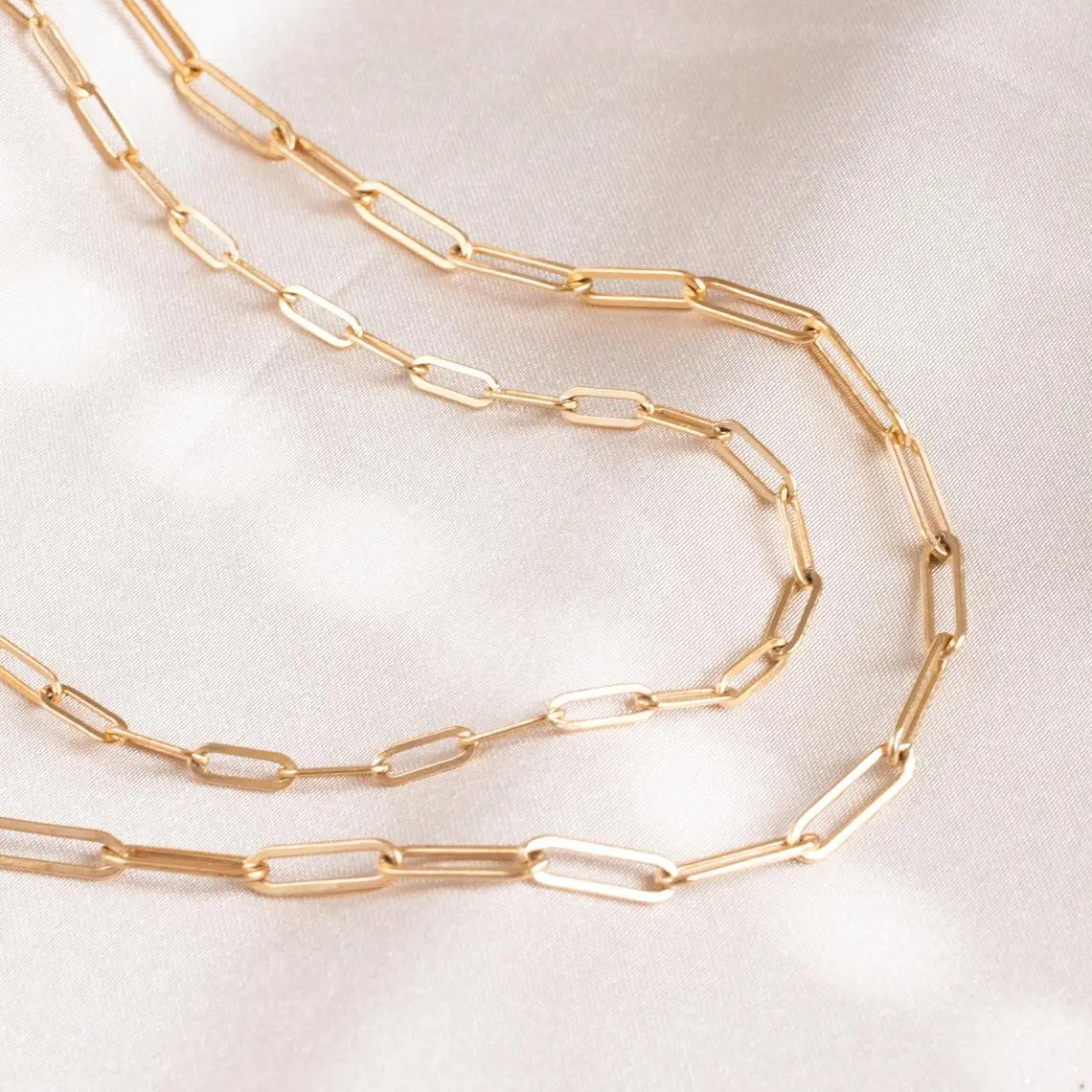 10PCS 2024 Hot Fashion Paperclip Link Chain Women Necklace Stainless Steel Gold Color Chain Necklace for Women Men Jewelry Gift