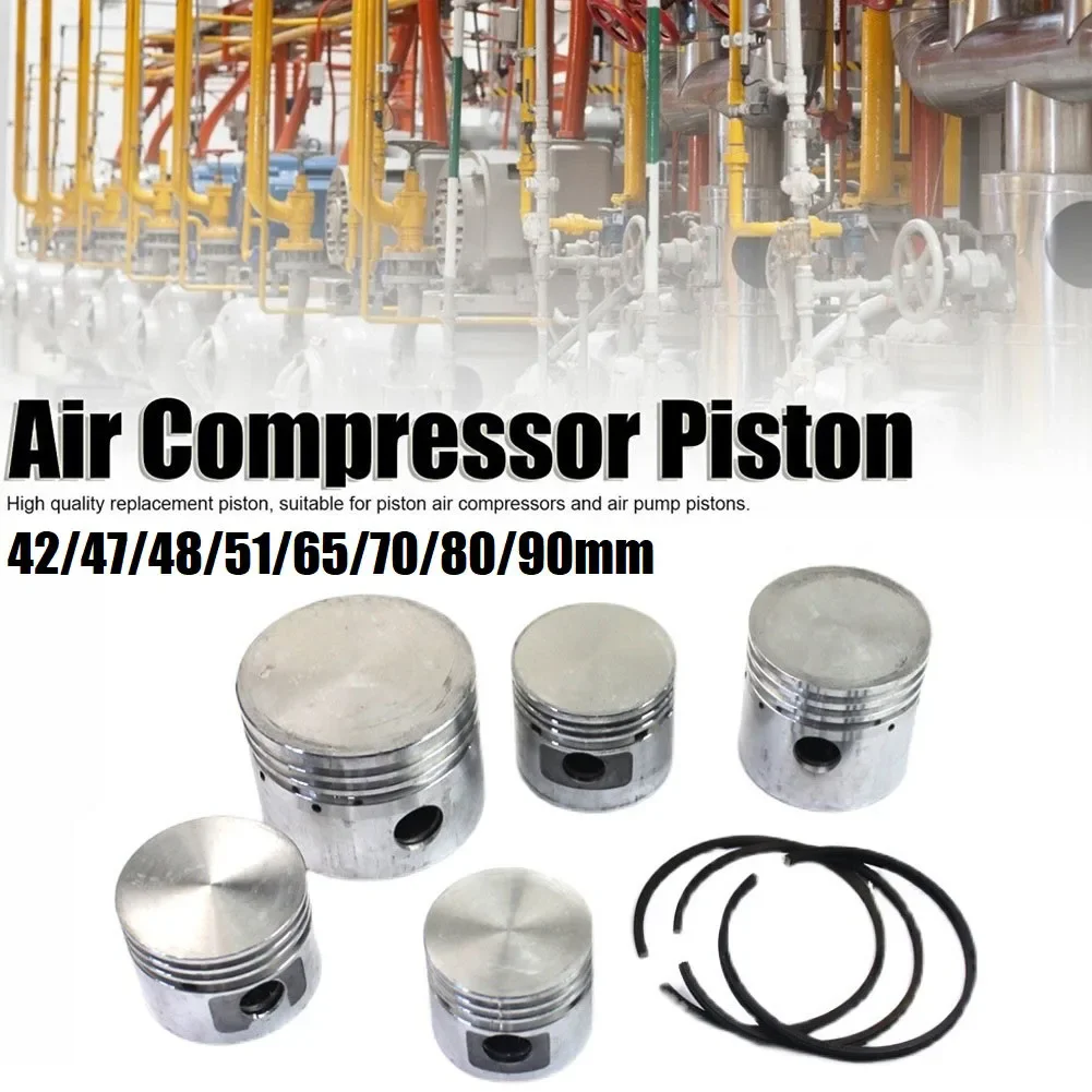 Air Compressor Piston+Piston Rings Parts Air Pump Accessories 42/47/48/51/65mm Workshop Equipment Power Air Tools Accessories