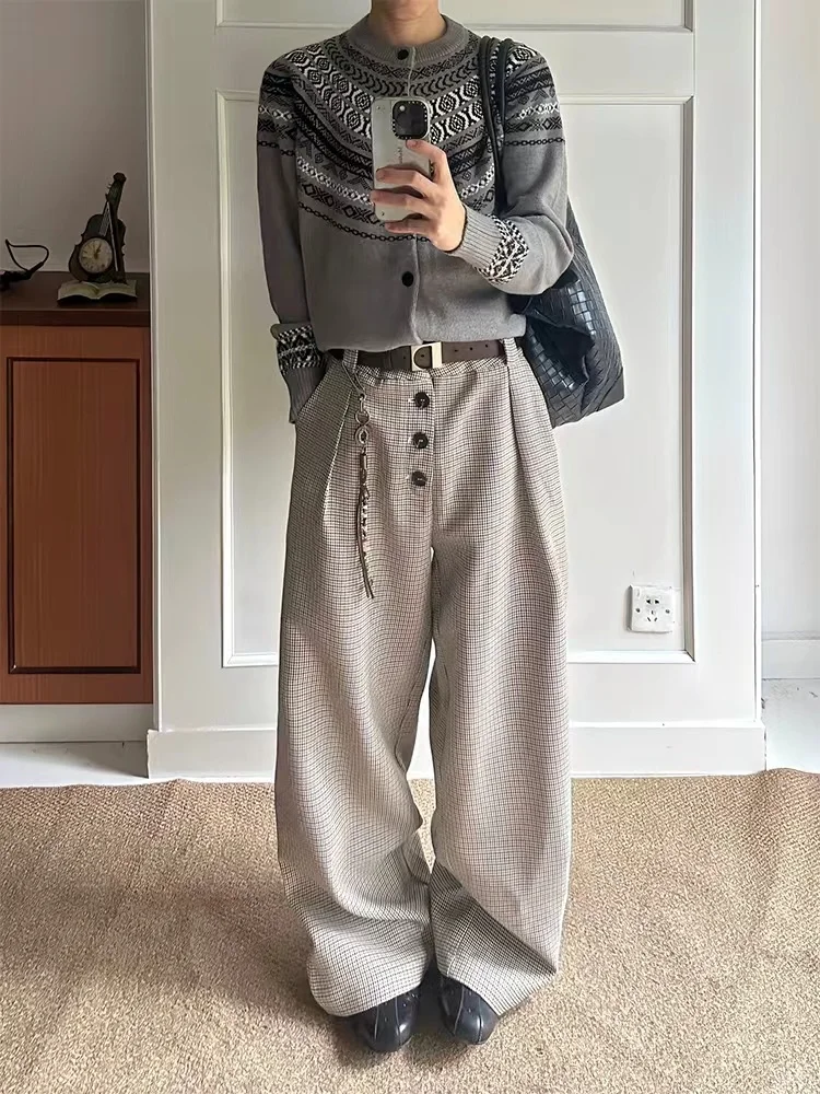 

Men's A-Line Khaki Pants Autumn Loose Casual Straight Leg Trousers Blade Design Casual Straight Fit Wide Leg Trousers