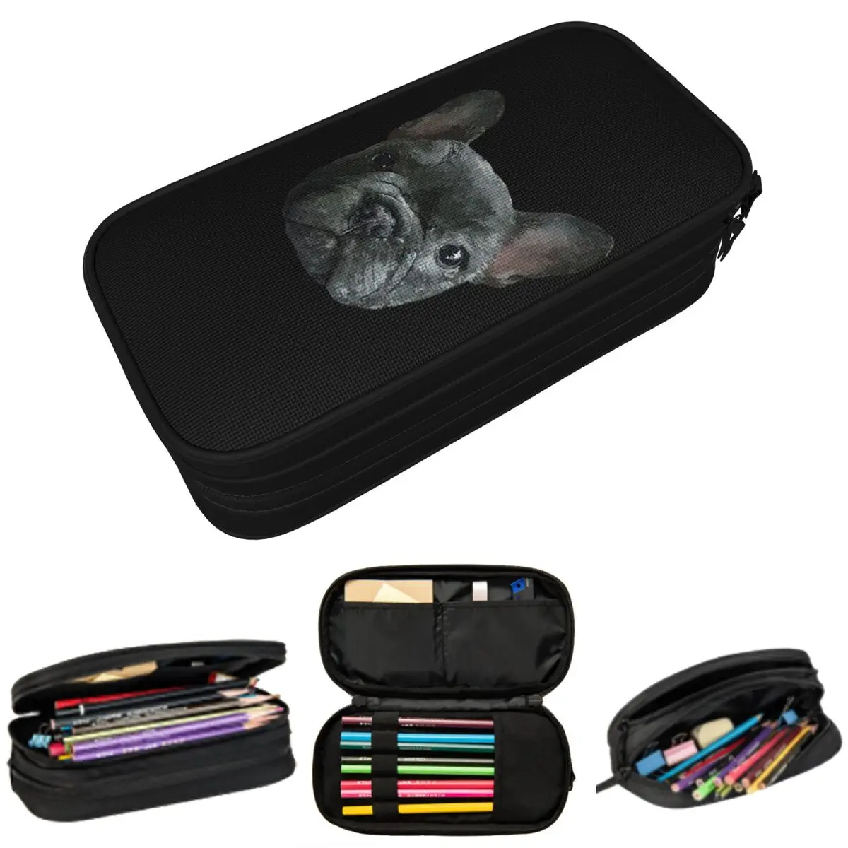 

French Bulldog Pencil Cases Big Capacity Pen Bags Pen Box Pencil Pouch For Boys Girls Students Stationery School Office