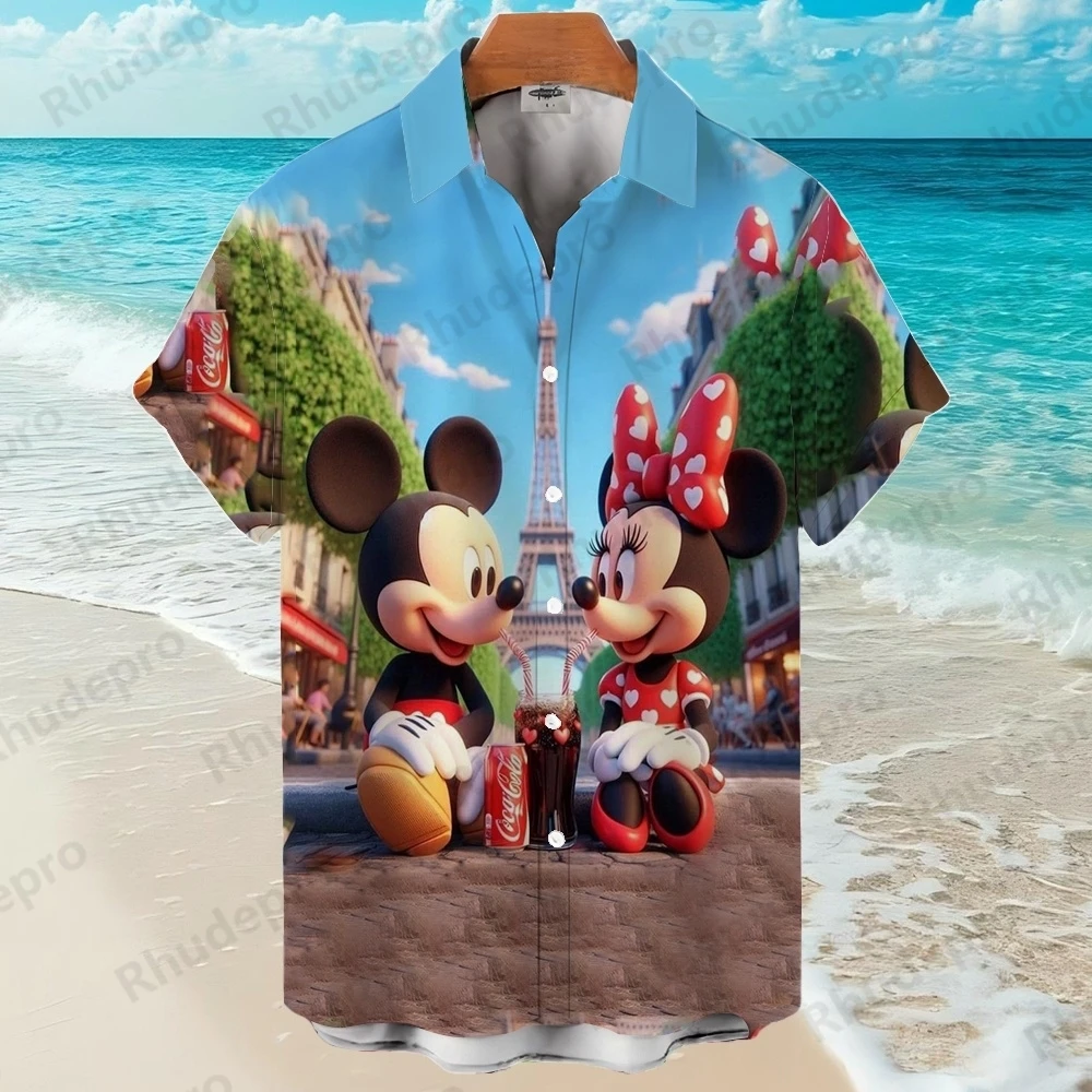 Disney 2025 Nieuwe 3D Afdrukken Mickey Mouse Cartoon Heren Shirts Zomer Mode Straat Trend Retro Boutique Tops Shirt Herren