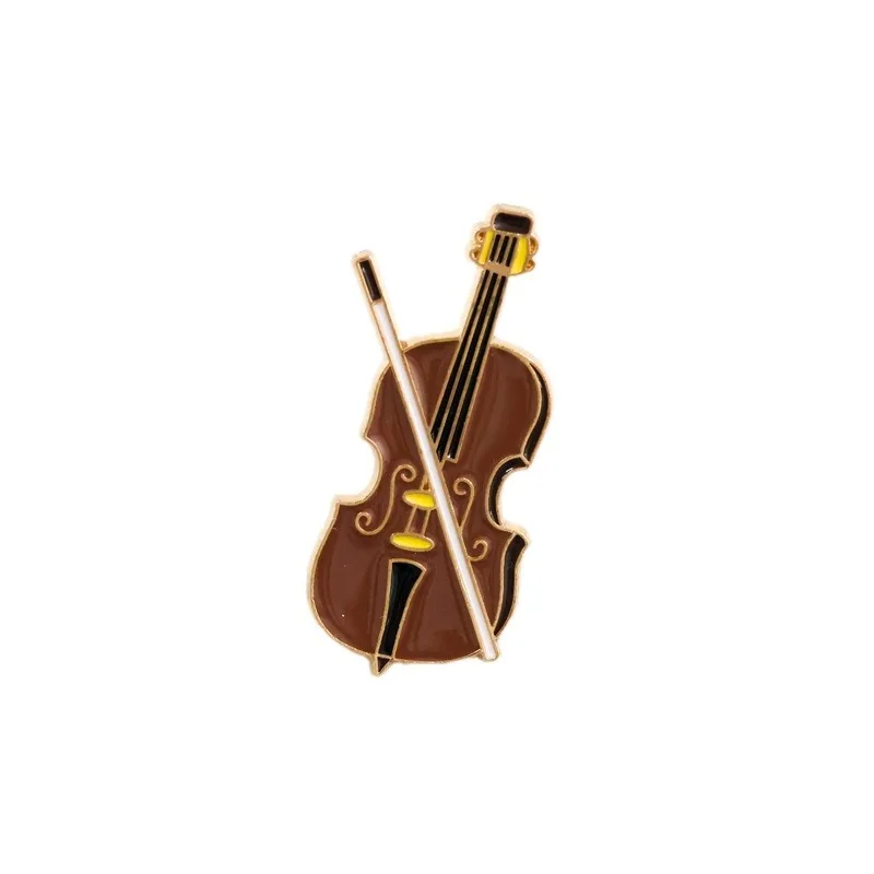 Cartoon Violin Enamel Pin Badge Brown Cello Musical Instruments Cute Brooch Jewelry Women Lapel Backpack Gift Wholesale - view 5