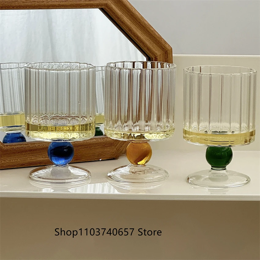 Nordic Style Vintage Whiskey Tall Glass Striped Transparent Milk Cup Simple Heat-resistant Coffee Cup