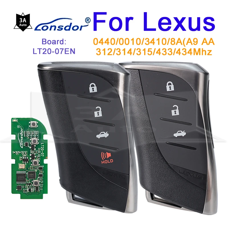 LT20-07EN Lonsdor 312/314.3Mhz 433.58/434.42MHz For Lexus RX ES300h ES200 LS500 LS500H 0440 8A AA A9 BA Chip Smart Remote Key