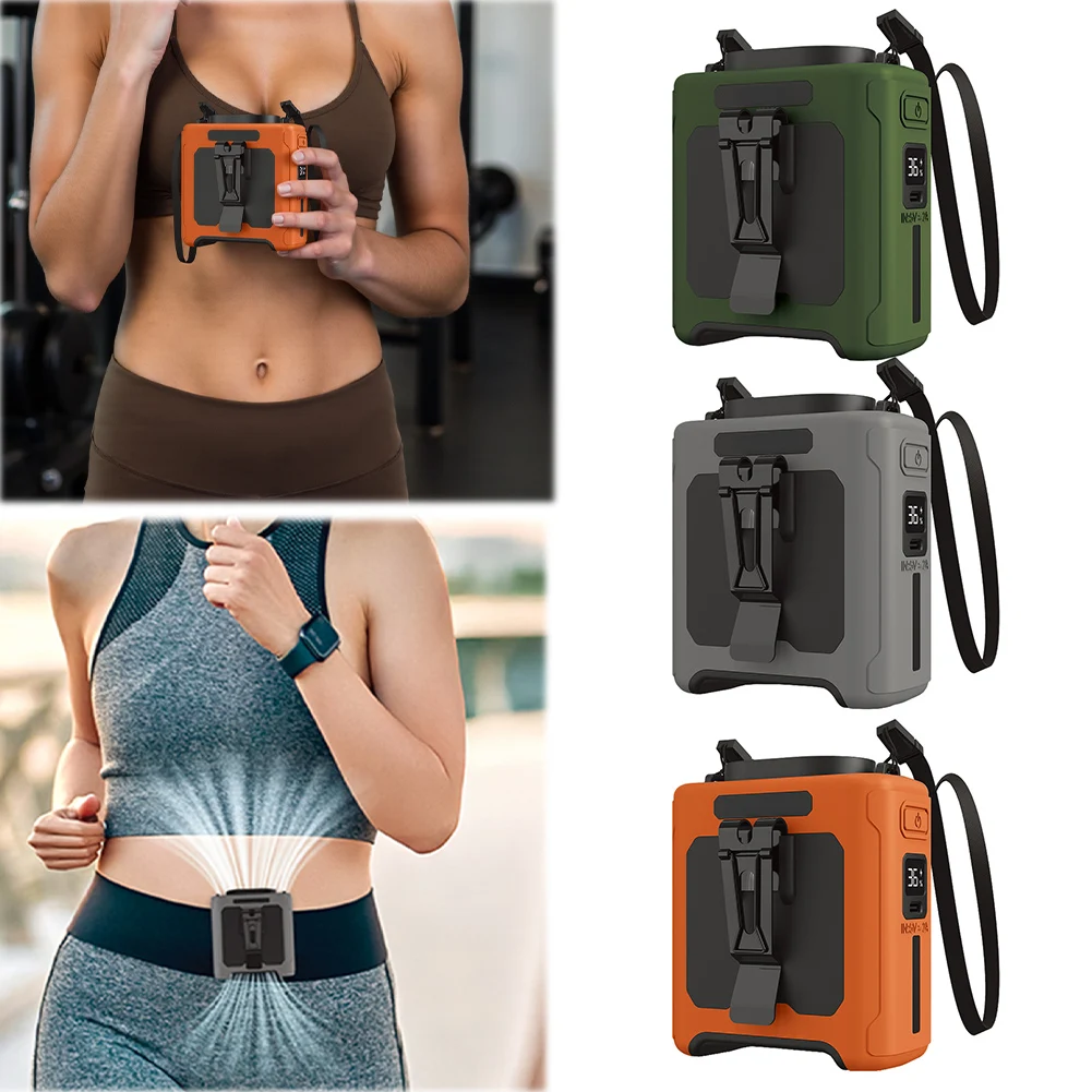 

Прохладный поясной вентилятор с Power Bank Носимый персональный вентилятор Бесщеточный моторный ремень Персональный охлаждающий вентилятор для наружного кемпинга Офис Путешествия