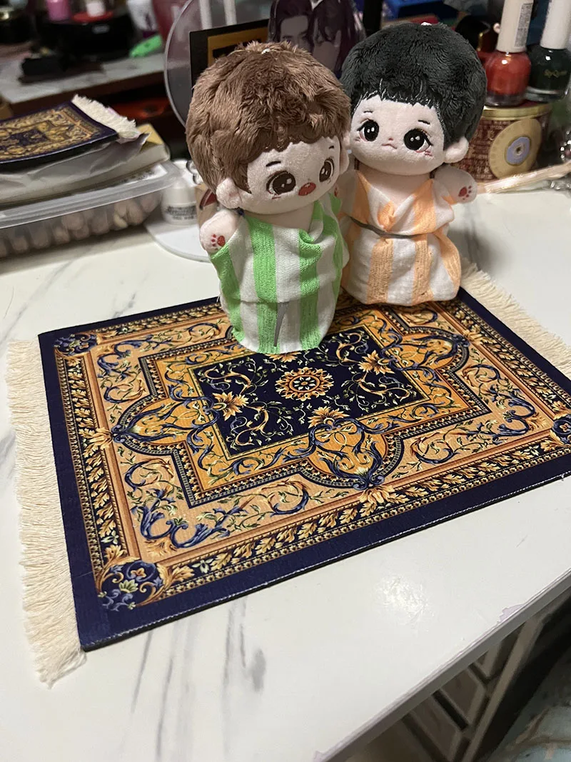 Anime Figure Scene Accessory Mini Dolls Bedroom Retro Carpet Nordic Style Carpets For Diy Decoration Print Floor Mats Toys
