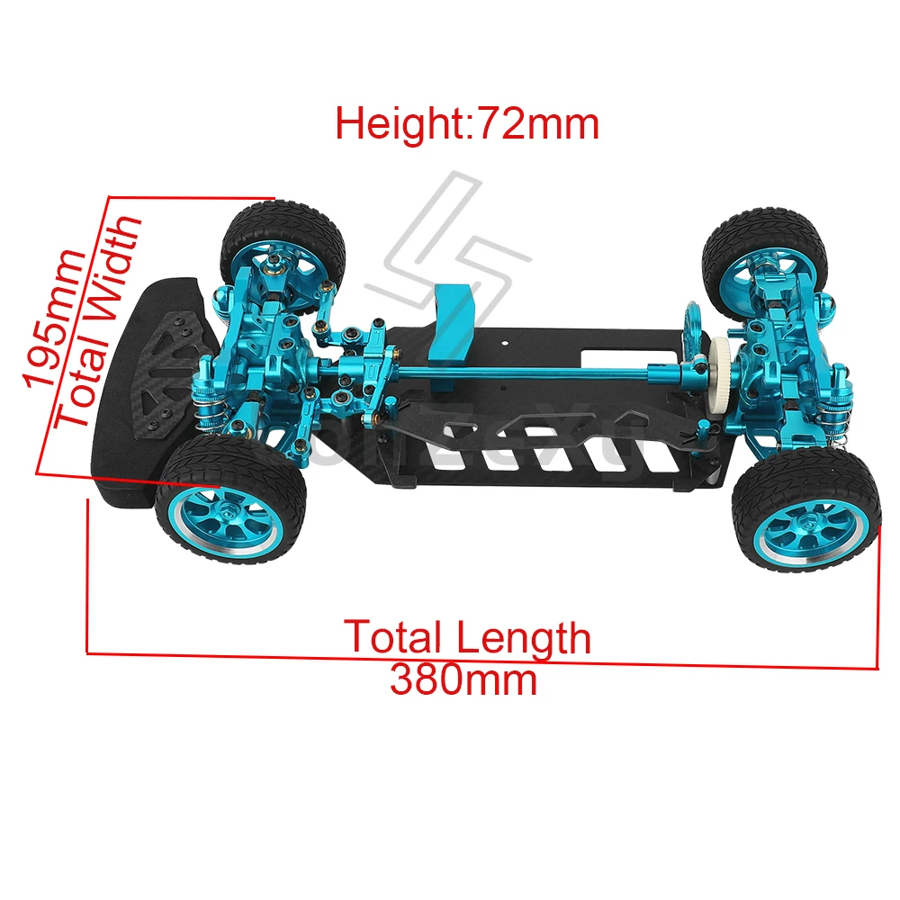 Metal Alloy & Carbon Fiber Frame Chassis with Shock Absorbers Wheels Belt Drive For Tamiya TT02 TT-02 1/10 RC Car Upgraded Parts