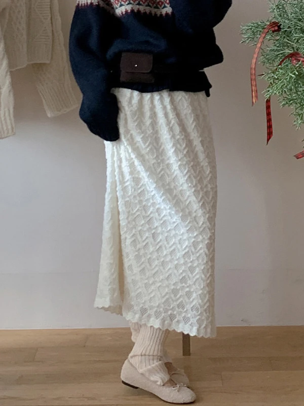 falda acampanada de cintura alta para mujer, falda larga de estilo coreano, e, dulce, de encaje, versátil, adeaz...