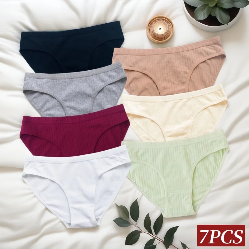 

7 шт./компл. хлопковые трусики, женское бесшовное нижнее белье, трусы с низкой посадкой, дышащее сексуальное женское белье, однотонные женские трусы, S-XL