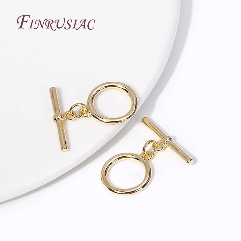 14k Gold Plated Metal Zircon Round/Heart OT Clasp Lock For DIY Jewelry Making Supplies 7 Styles Fashion End Beads Toggle Clasps