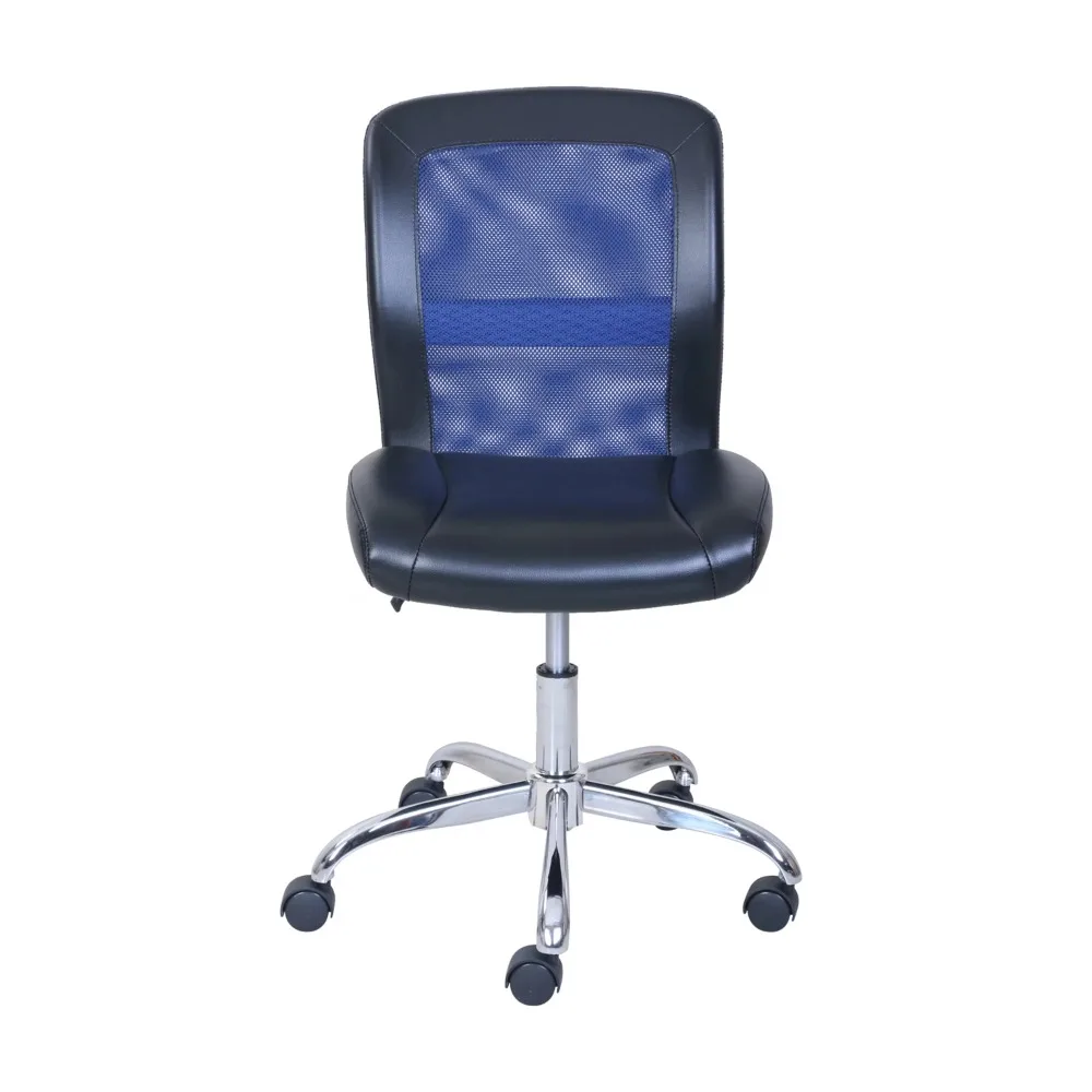 Mainstays Mid-Back, Vinyl Mesh Task Office Chair, Black and Blue