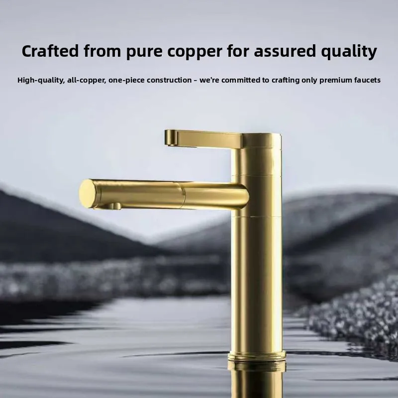 

Thickened refined copper rotating white faucet, minimalist modern hot and cold faucet for bathroom washbasin