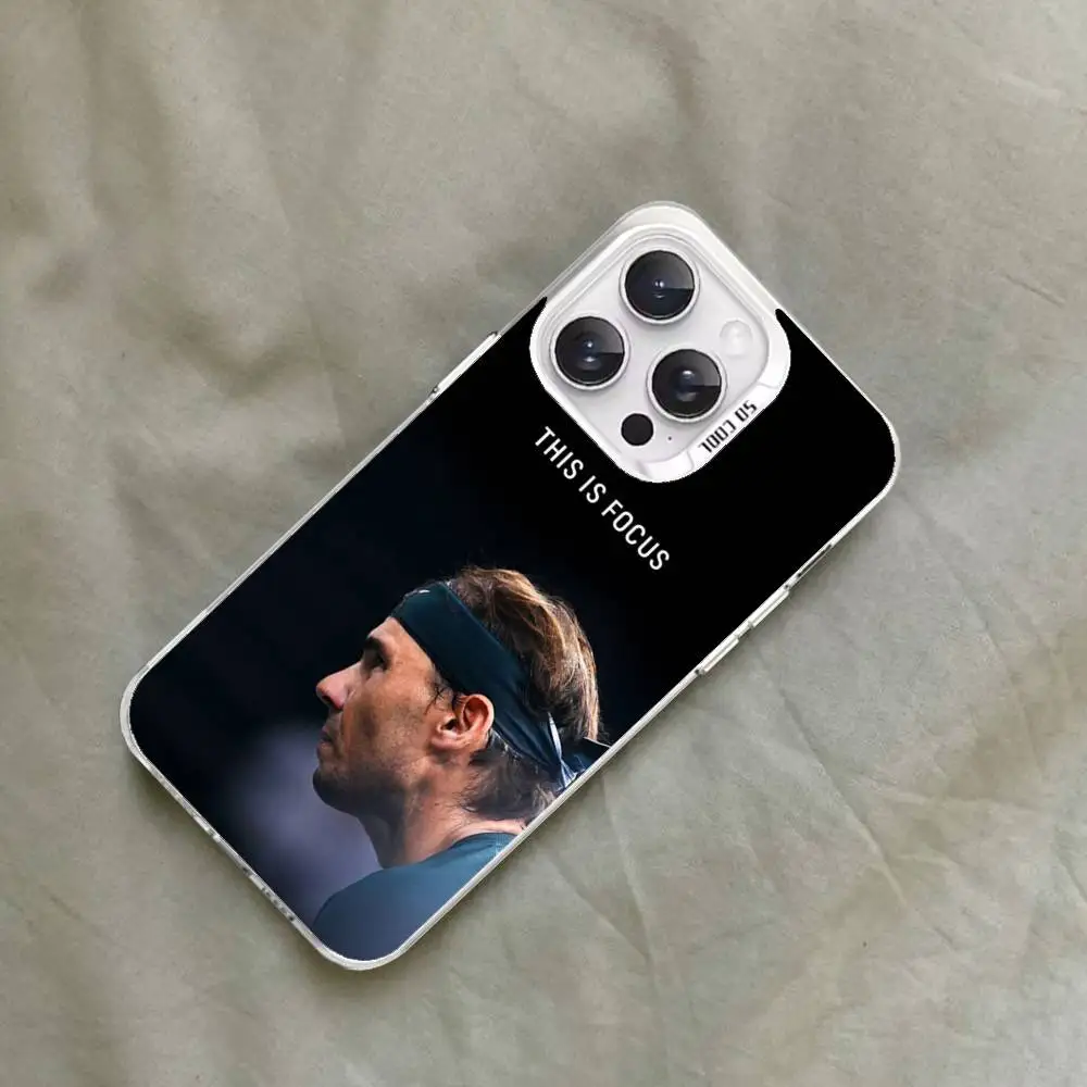 حافظة هاتف تنس سوبر ستار R-Rafael N-Nadal لهاتف آيفون 17 16 15 14 13 12 11 Pro Max Plus غطاء خلفي فضي مقاوم للصدمات #5