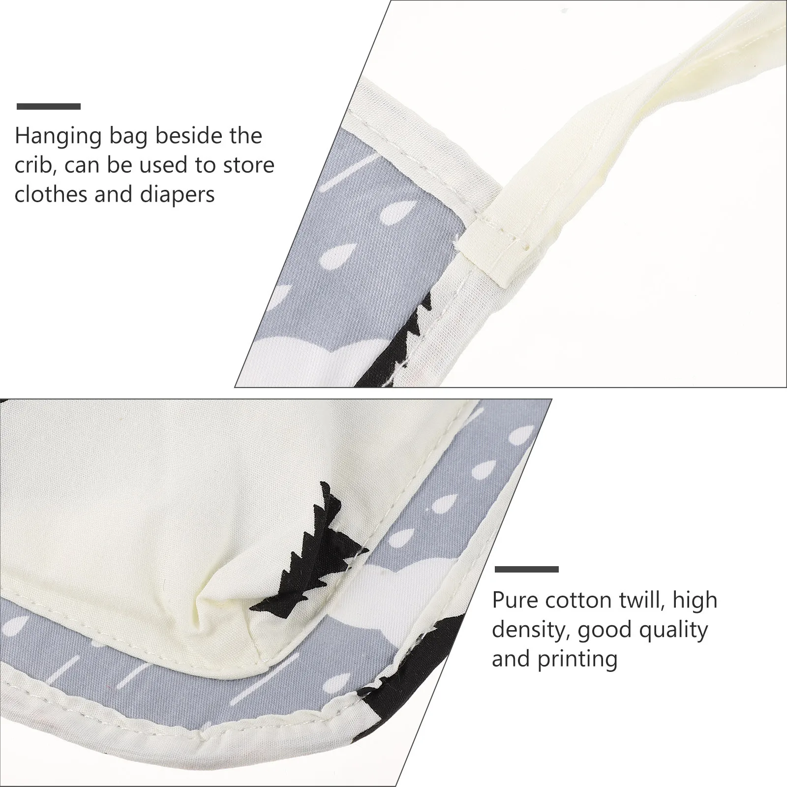 

1Pcs Crib Hanging Storage Bag Pure Cotton Nursery Organizer Multifunctional Diaper Bottle Pouch Stroller Hanging Bag