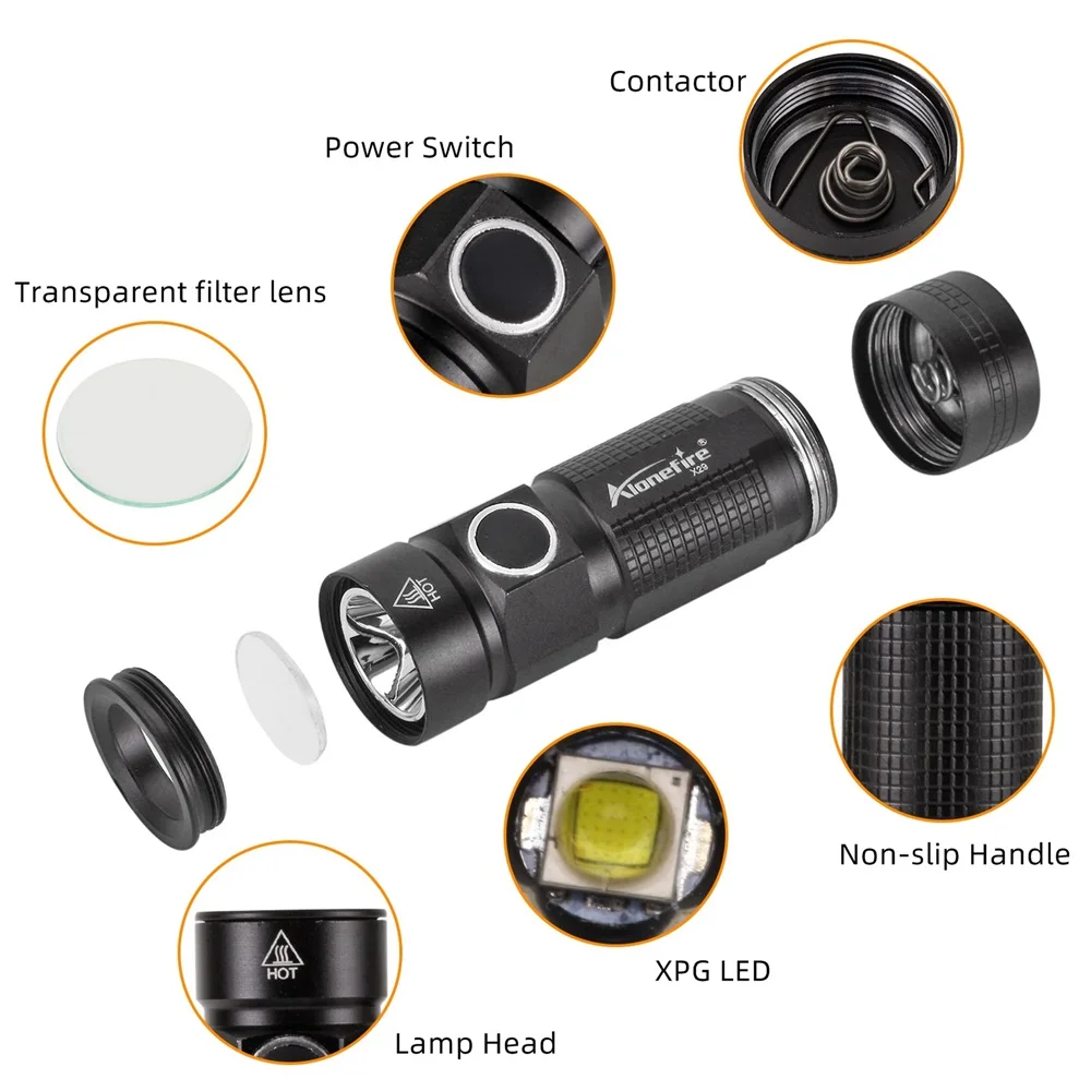 X29 LED Tragbare Mini-LED-Taschenlampe 12 Stunden Lange Ausdauer Angeln Wandern Kinder Damen Rucksack Hut Taschenlampe CR123A Batterie – Detail 6