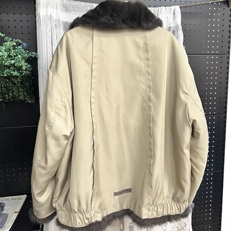 2025 New Winter Jacket Women Parka Fashion Coat Thick Warm Natrual Real Rabbit Fur Liner Wear On Both Sides Female Fur Jackets