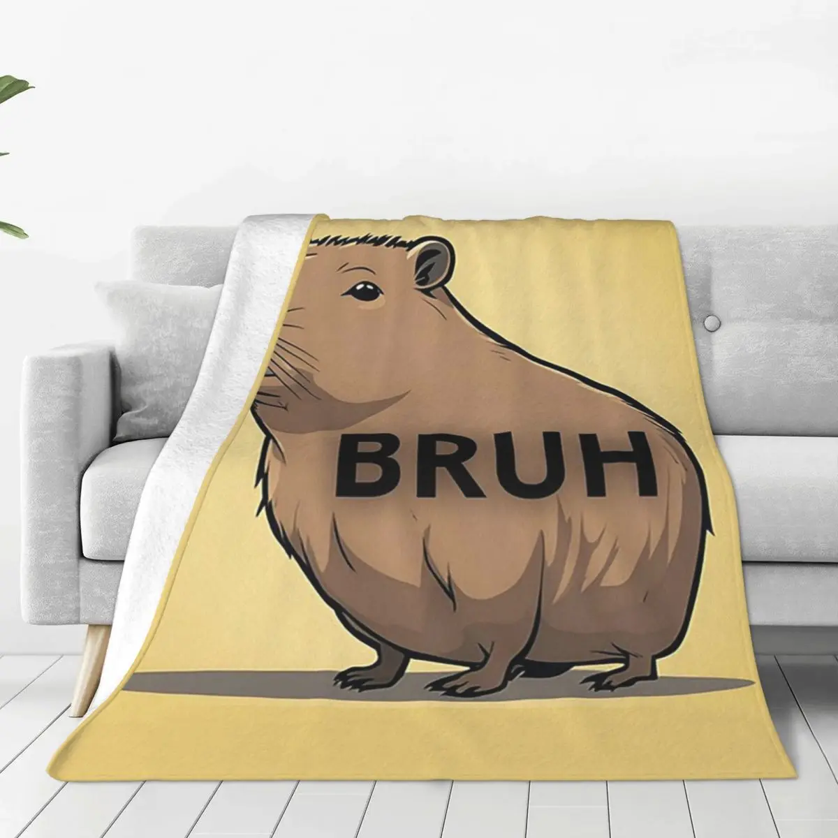 Bruh Moment Capybaras Fun Rodent Animal Lover Capy Blankets Fleece Sofa Throw Blankets For Home Bedroom Throws Bedspread Quilt