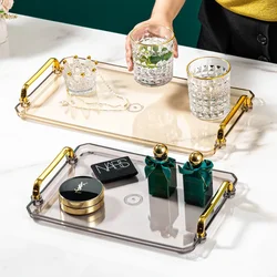 Acrylic Decorative Tray Rectangle Serving Tray with Handles Household Tea Tray Tea Board Desset Breadbasket Food Storage