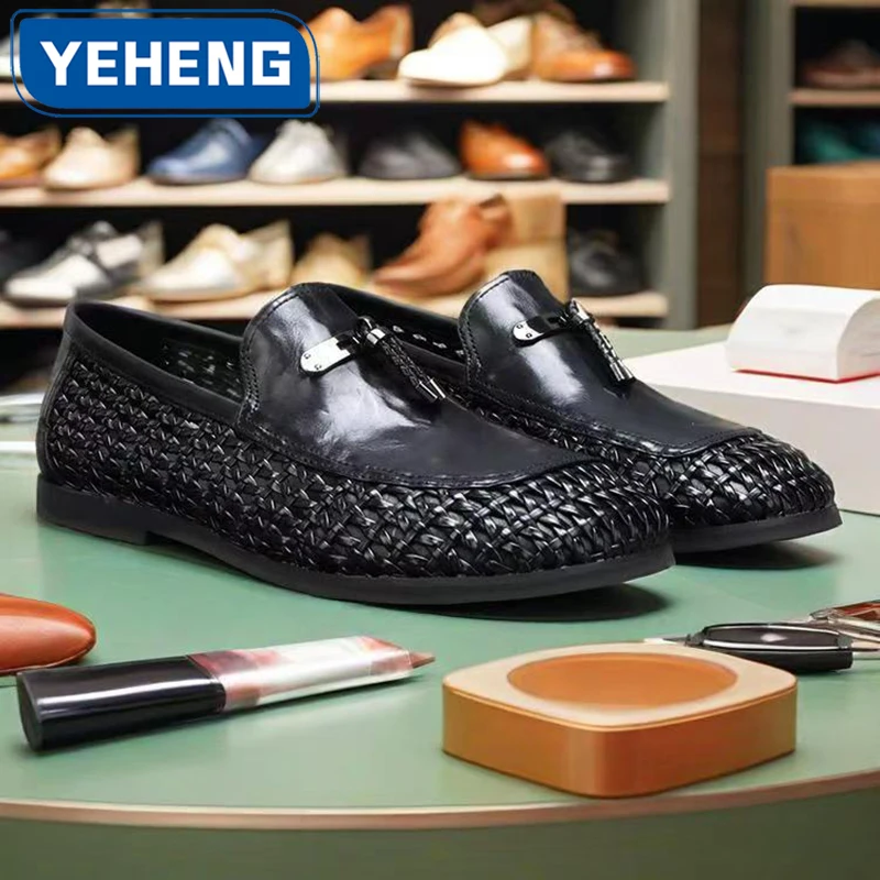 

Брендовая мужская кожаная дышащая обувь, лоферы на платформе ручной работы в стиле ретро, мужские дизайнерские роскошные модные модельные туфли для банкета