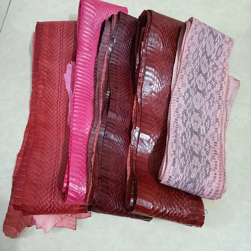 Red Series Snake Skin Printing Leather Snake Skin For Phone Case, Leather Bag, Belt DIY, Handmade Watch Strap Making Materials