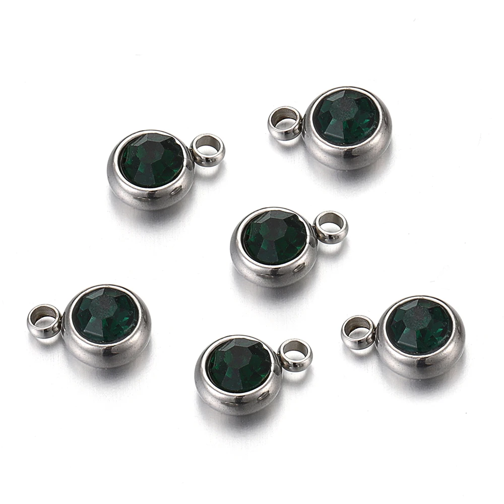 20 Stück 6 mm Edelstahl Strass Perlen Gold Farbe Kristall Charms Anhänger für Halskette Armband Schmuckherstellung Charm DIY