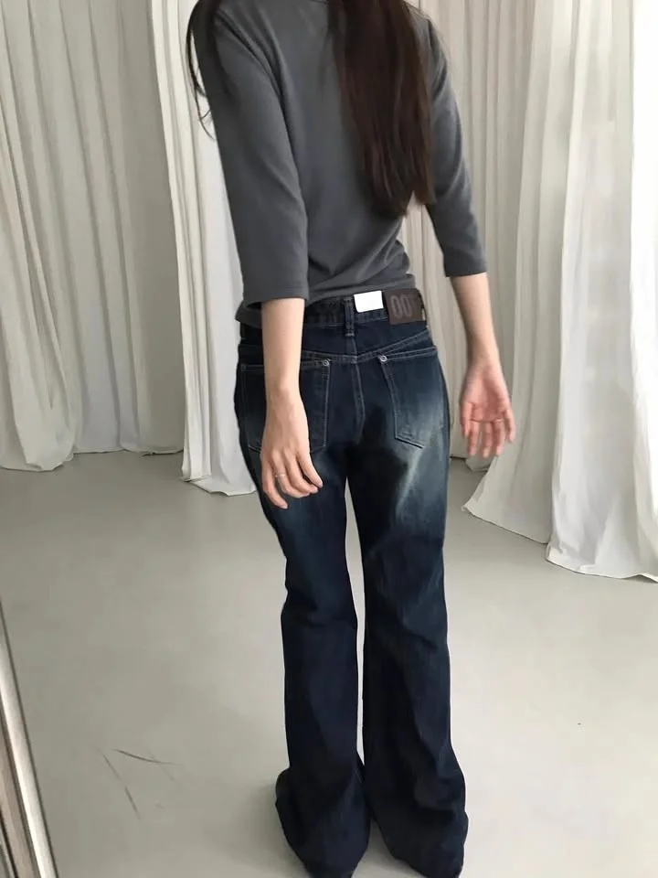 Cintura baixa k wa casual retro rua sle jeans feminino destrido fino ajuste perna reta jeans fabricante chinês